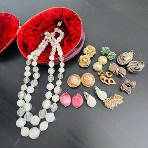 Vintage I Magnin Jewelry Bag filled with vintage jewelry